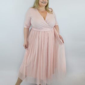 sukienka-różowa-xxl-tiul-plisowana-plus-size