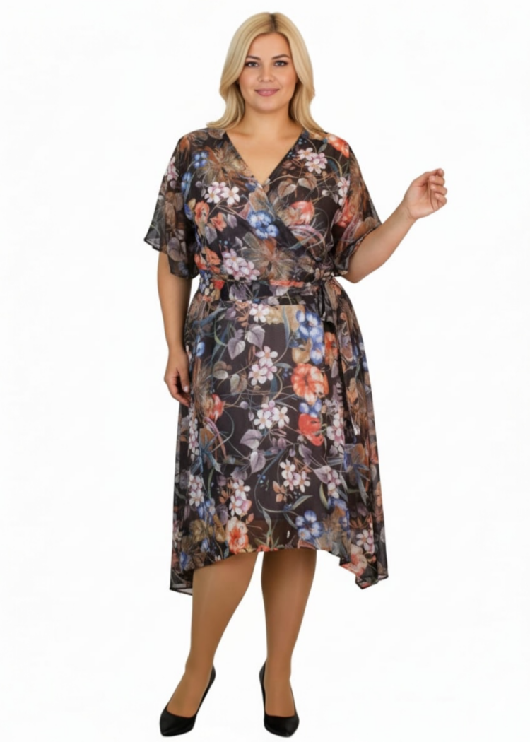 Molly sukienka szyfonowa z kopertowym dekoltem