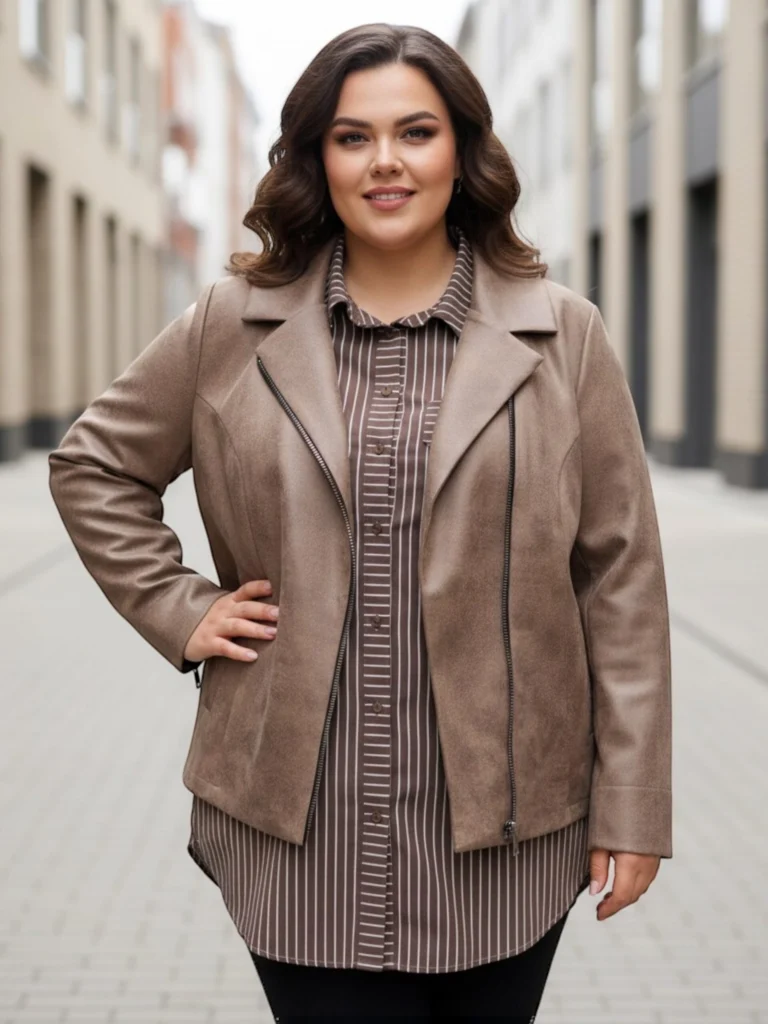 Okrycie wierzchnie damskie Ramoneska: widok z przodu, zapięte, ukazujące klasyczny krój.