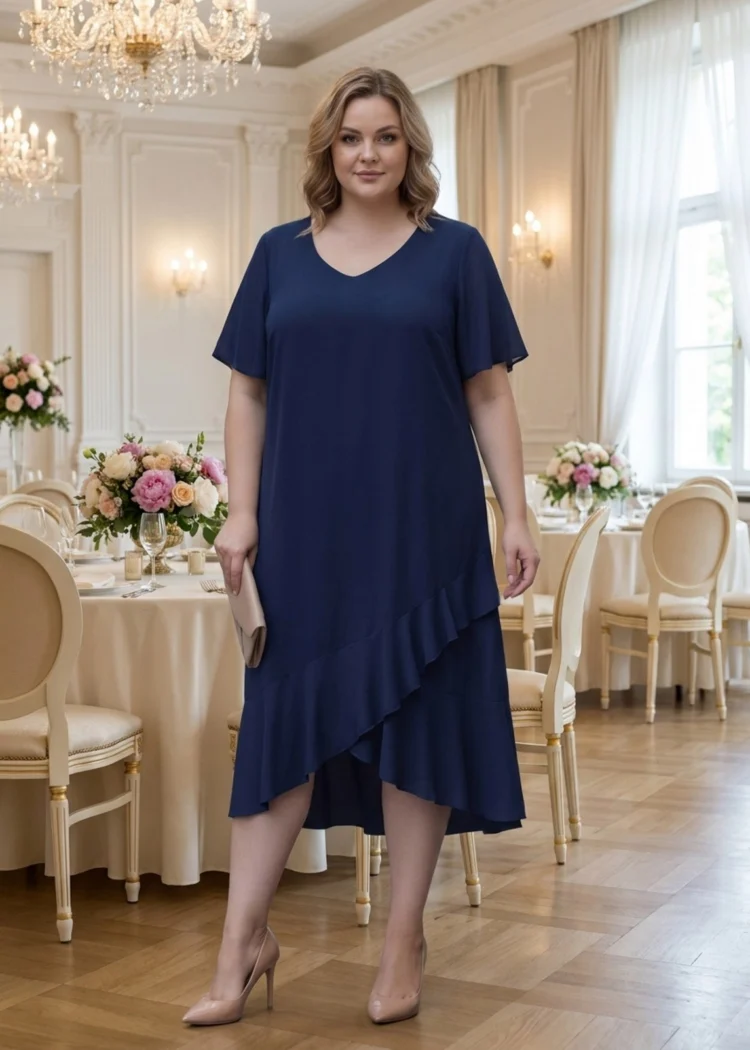 Sukienka asymetryczna na wesele plus size