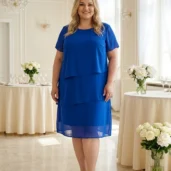 Sukienka szyfonowa trzy falbany na wesele plus size-CHABROWA