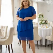 Sukienka szyfonowa trzy falbany na wesele plus size-chaber