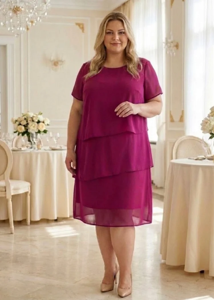 Sukienka szyfonowa trzy falbany na wesele plus size