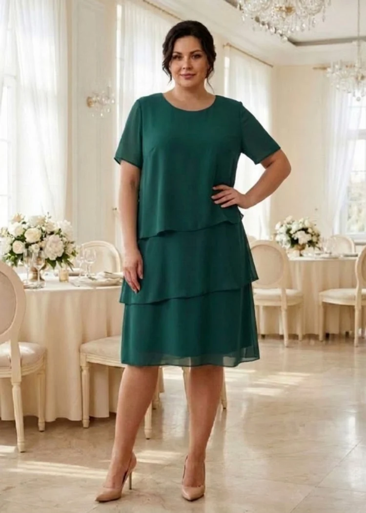Sukienka szyfonowa trzy falbany na wesele plus size