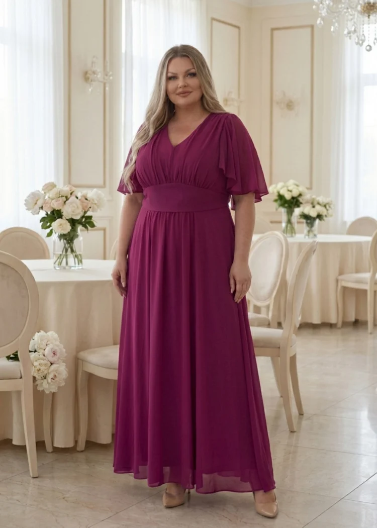 Sukienka rozkloszowana maxi z paskiem na wesele plus size