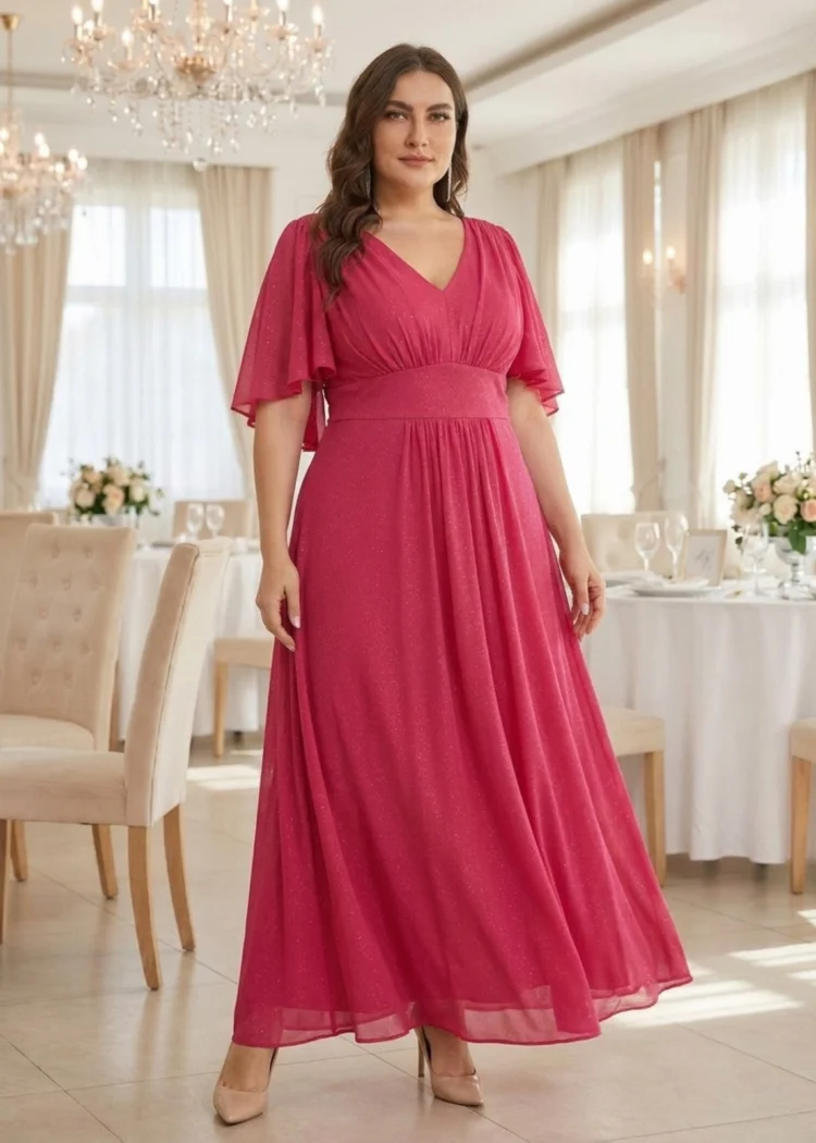 Sukienka rozkloszowana maxi z paskiem na wesele plus size