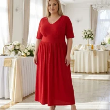 sukienka-czerwona-rekaw-3-4-na-wesele-xxl