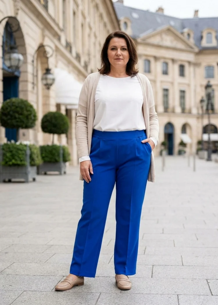 Spodnie na kant z gumką w pasie plus size