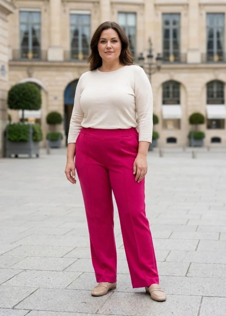 Spodnie na kant z gumką w pasie plus size