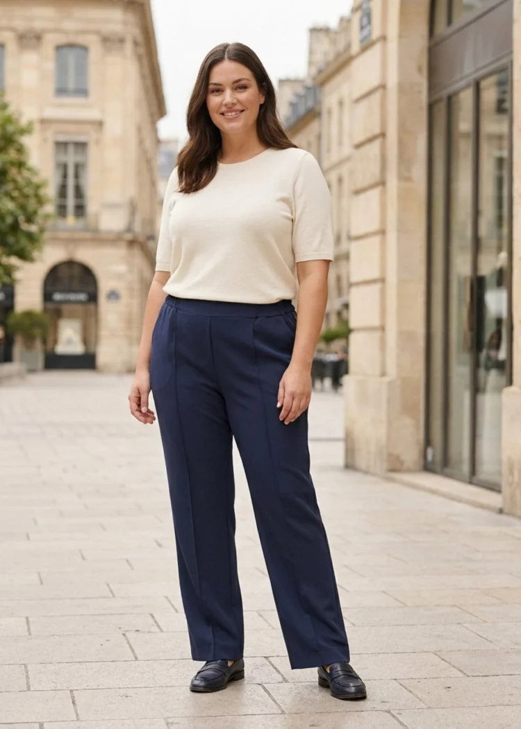 Spodnie na kant z gumką w pasie plus size