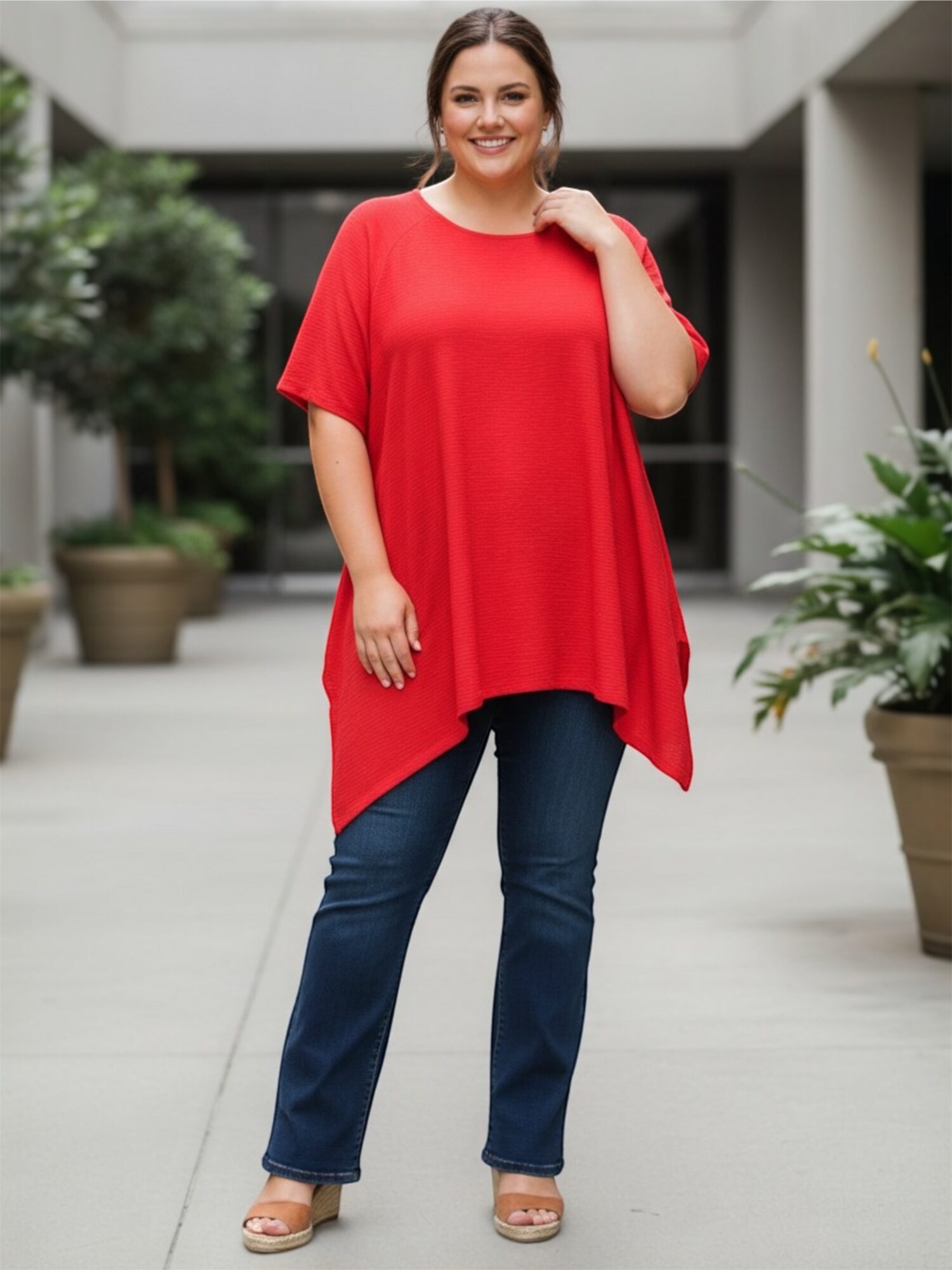 tunika_damska_czerwona_przewiewna_wiosna_lato