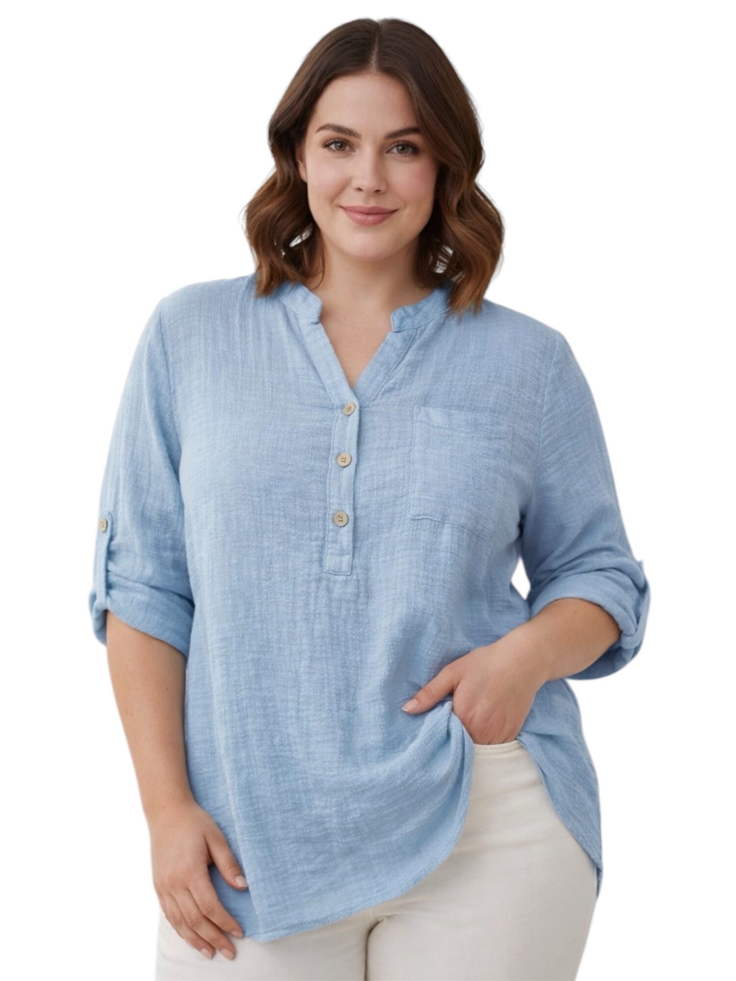 bluzka_damska_niebieska_guziki_wiosna_lato