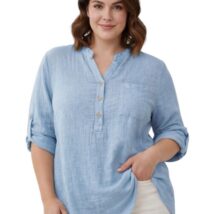 bluzka_damska_niebieska_guziki_wiosna_lato