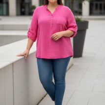 bluzka_damska_xxl_rozowa_wiosna_lato_guziki