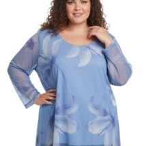 bluzka_damska_niebieska_kwiaty_siatka_wiosna_lato