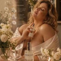 Perfumy Yodeyma Poetic, zbliżenie na butelkę z widocznymi nutami zapachowymi i drugą butelką na pierwszym