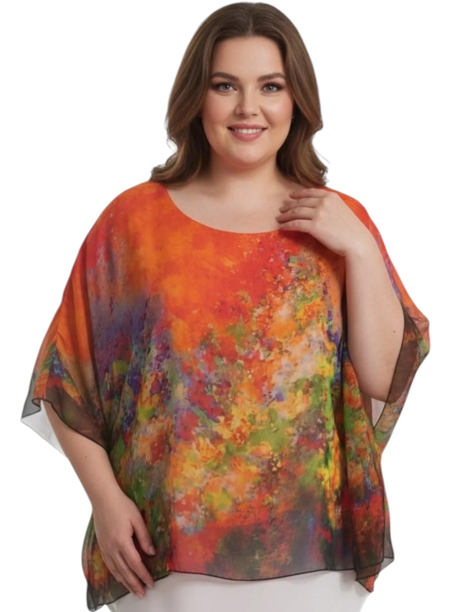 Photoroom_20260808_084551 Bluzka Martyna: Bluzka z przodu, eksponująca szerokie rękawy typu kimono i dynamiczny wzór.