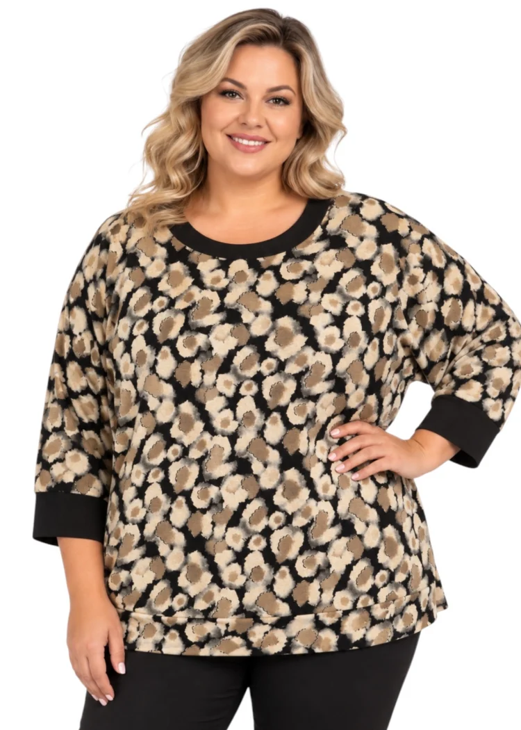 Bluzka dzianinowa rękaw 3/4 plus size